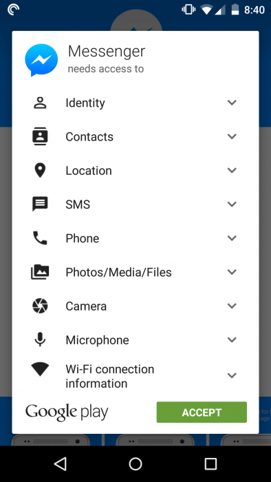 Android Permissions Page