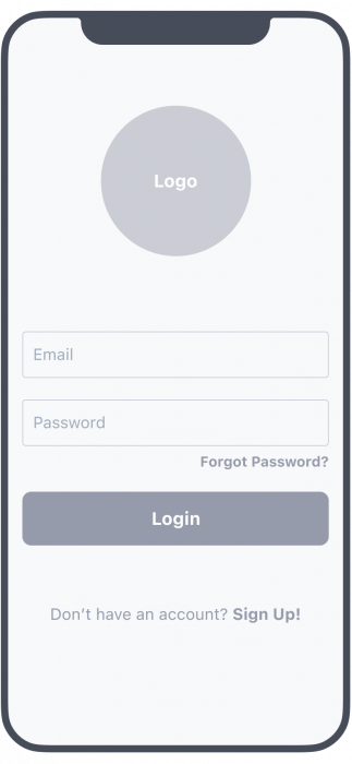 App Wireframe Example - Login Page