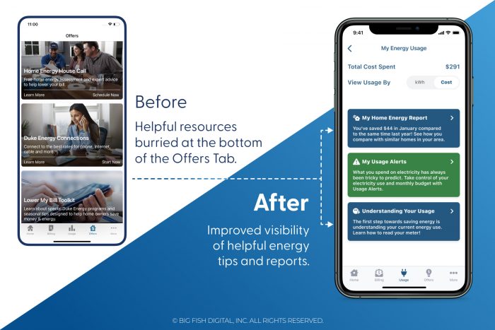 Duke Energy App Recommendations - Improve Visibility of Tips