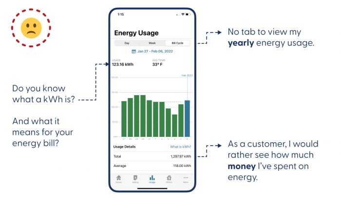 Duke Energy App - Usage Tab - What could be improved